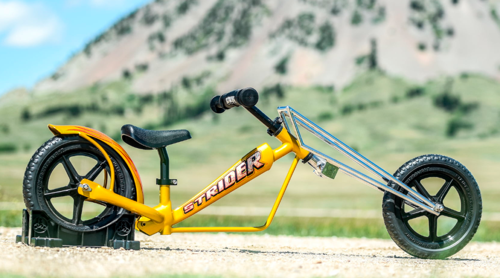 Custom Strider balance bike made to look like a chopper by Todd Gilberston